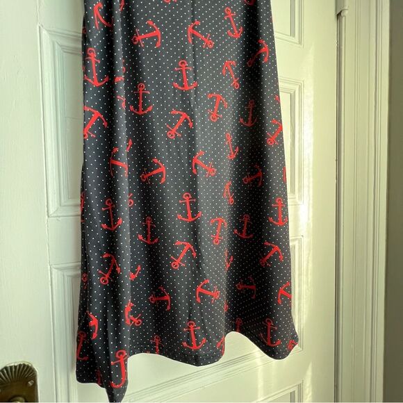 Exist Navy Blue w/White Polka Dot & Red Anchors Crewneck Sleeveless Dress S NWOT - Picture 3 of 5